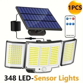 1-Pack Outdoor Solar Light  348-LED Motion Sensor Light With Remote Control  3-Head, Waterproof