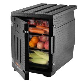 Insulated Food Pan Carrier, 82 Qt Hot Box for Catering, LLDPE Food Box Carrier with Double Buckles, Front Loading Food Warmer for Restaurant, Can