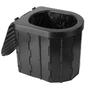 Portable Toilet Foldable Emergency Porta Potty with Lid Carry Bag 1 Roll Garbage Bags for Car Travel Camping Boating Hiking Cleanable Travel Comm
