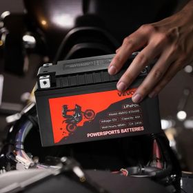 Motorcycle Battery 12V 4Ah YTX12-BS High Performance Powersports Battery (Option: Black)