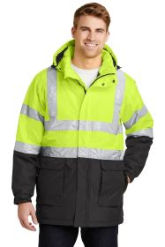 Port Authority ANSI 107 Class 3 Safety Heavyweight Parka J799S (Color: Safety Yellow/ Black/ Reflective, size: XS)